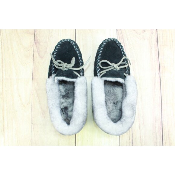 LL Bean Wicked Good Moccasins Slippers Suede Black Size 7 M - Picture 7 of 8
